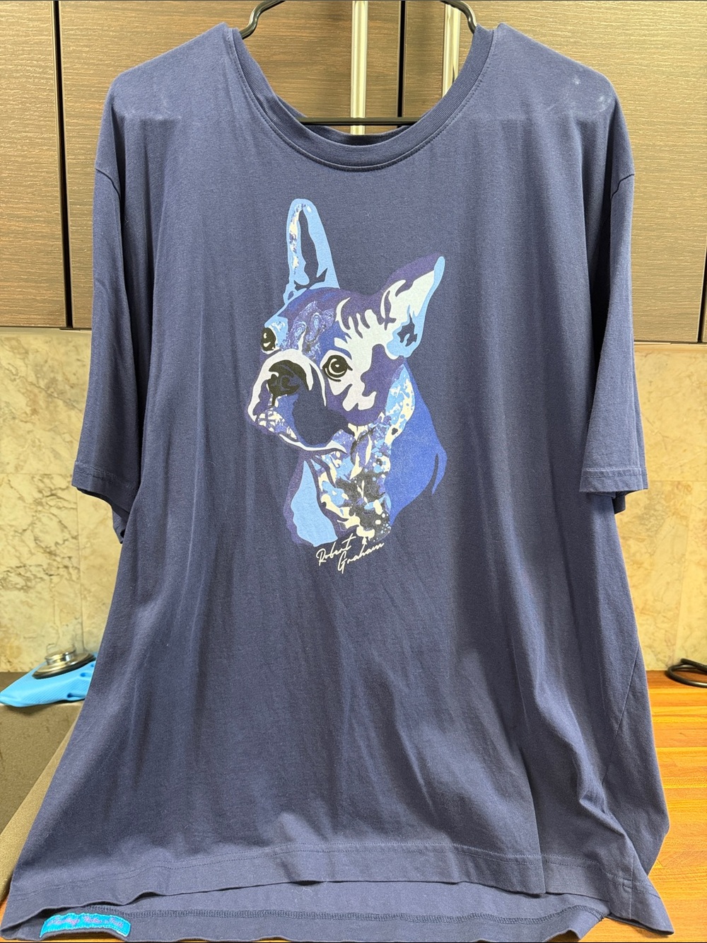 Robert Graham Navy Blue French Bulldog Graphic Short Sleeve Tee